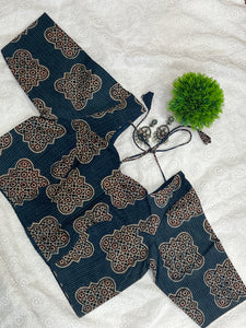 Block Print With Kantha Detailed Cotton Stitched Blouse | DNB111