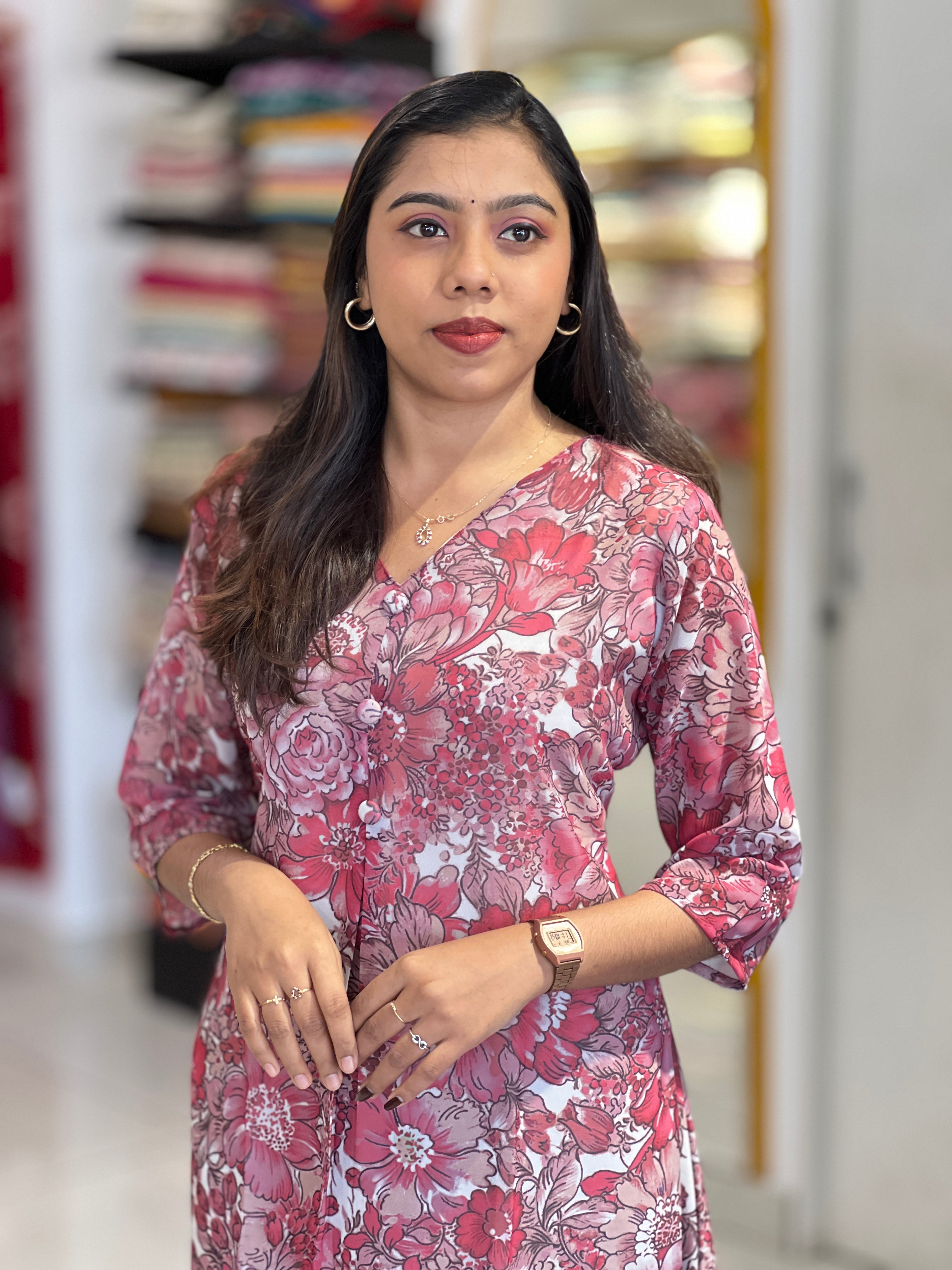 Floral Printed Georgette Kurta | RMLA322