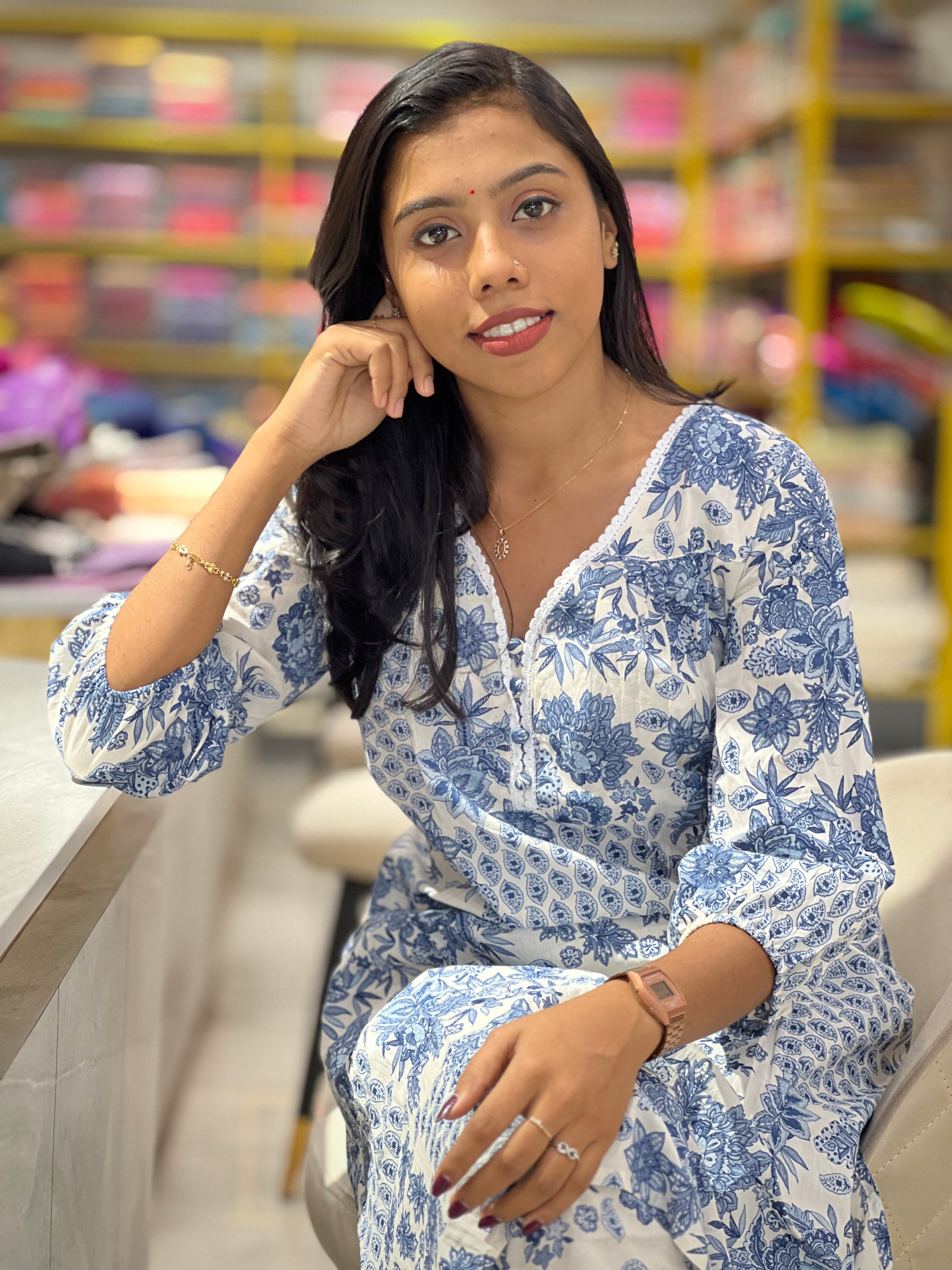 Floral Printed Cotton Kurta Set | TBS113