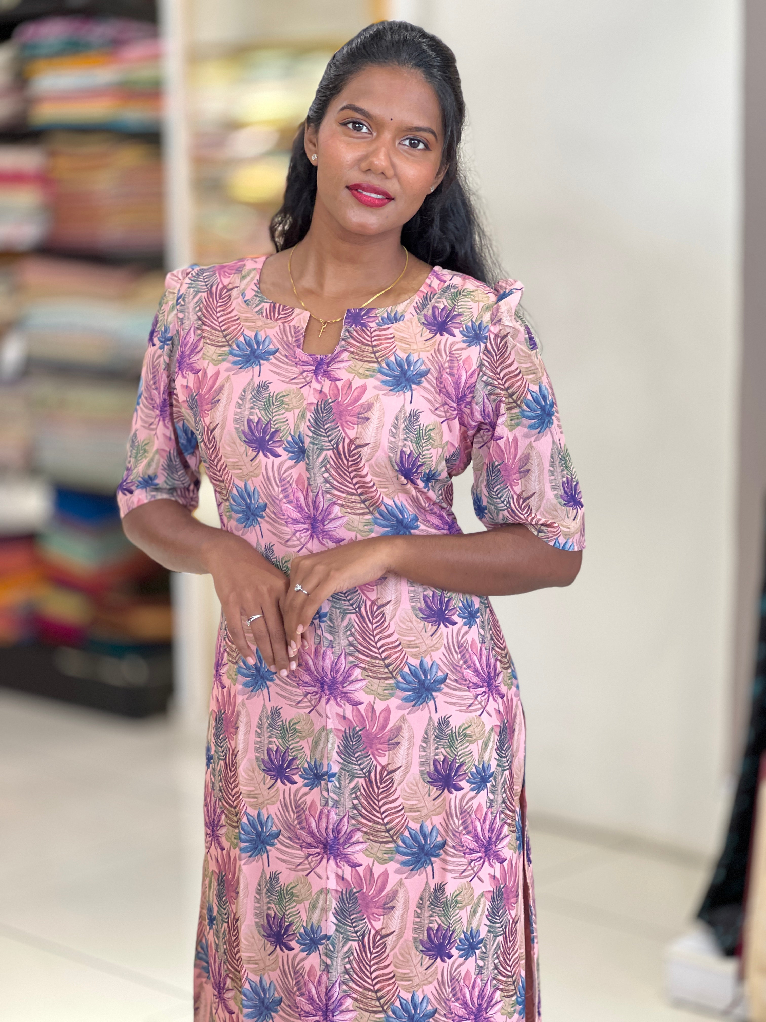 Leaf Printed Rayon Kurta | RMLA314