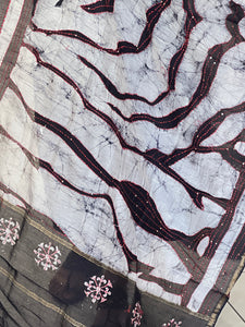 Kantha With Sequins Detailed Pure Chanderi Dupatta | HE241