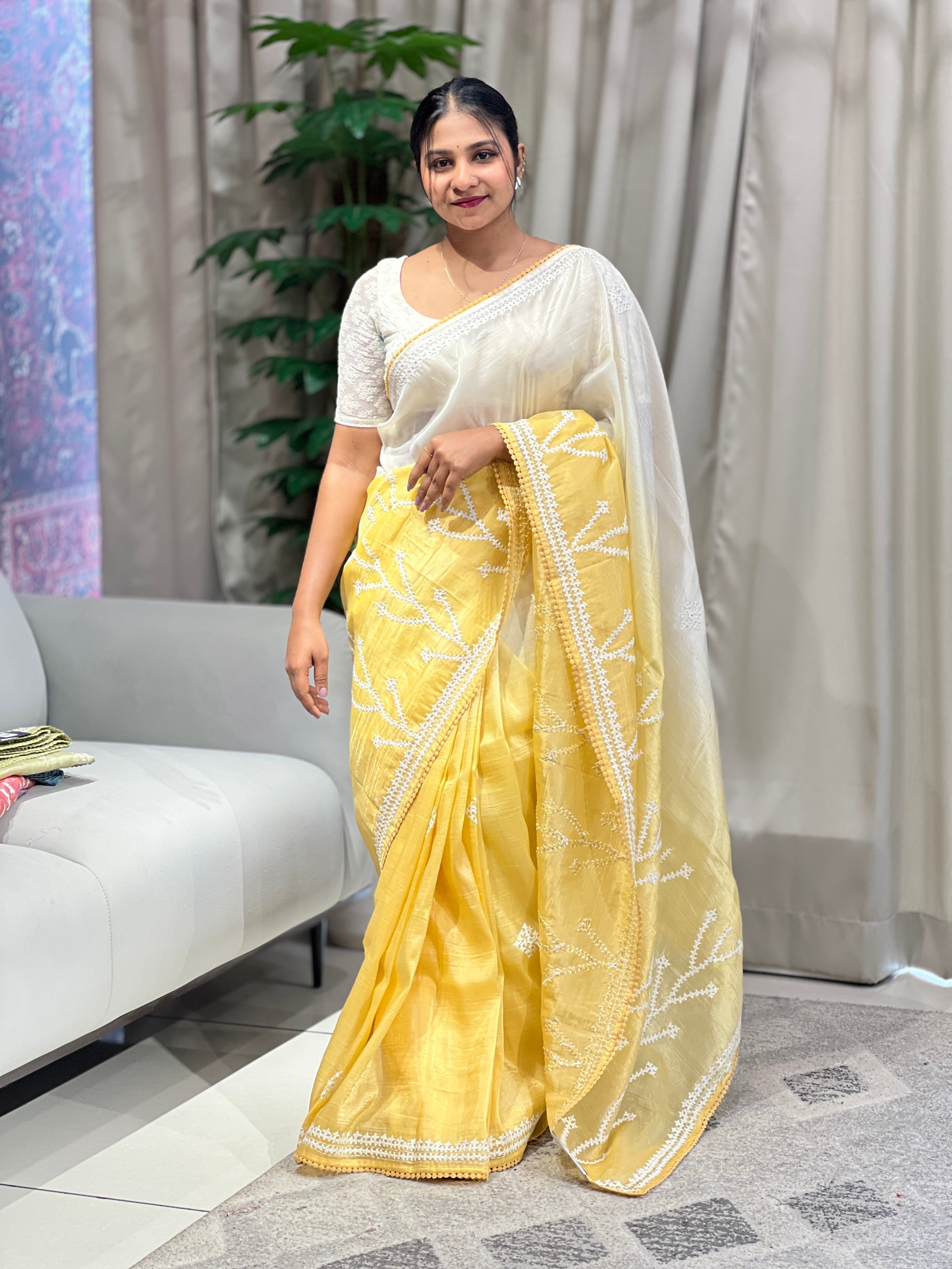 Kutch Work Detailed Organza Saree | BLD1966