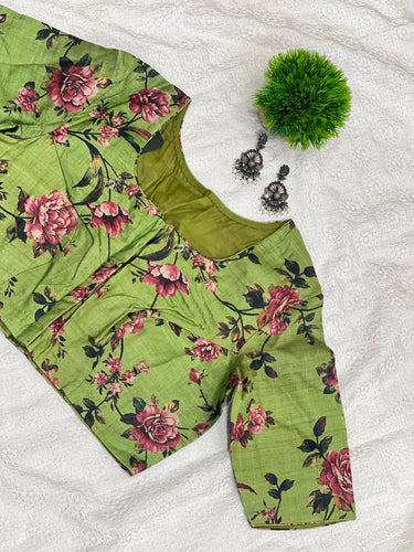Floral Digital Printed Tussar Finish Stitched Blouse | DNB113