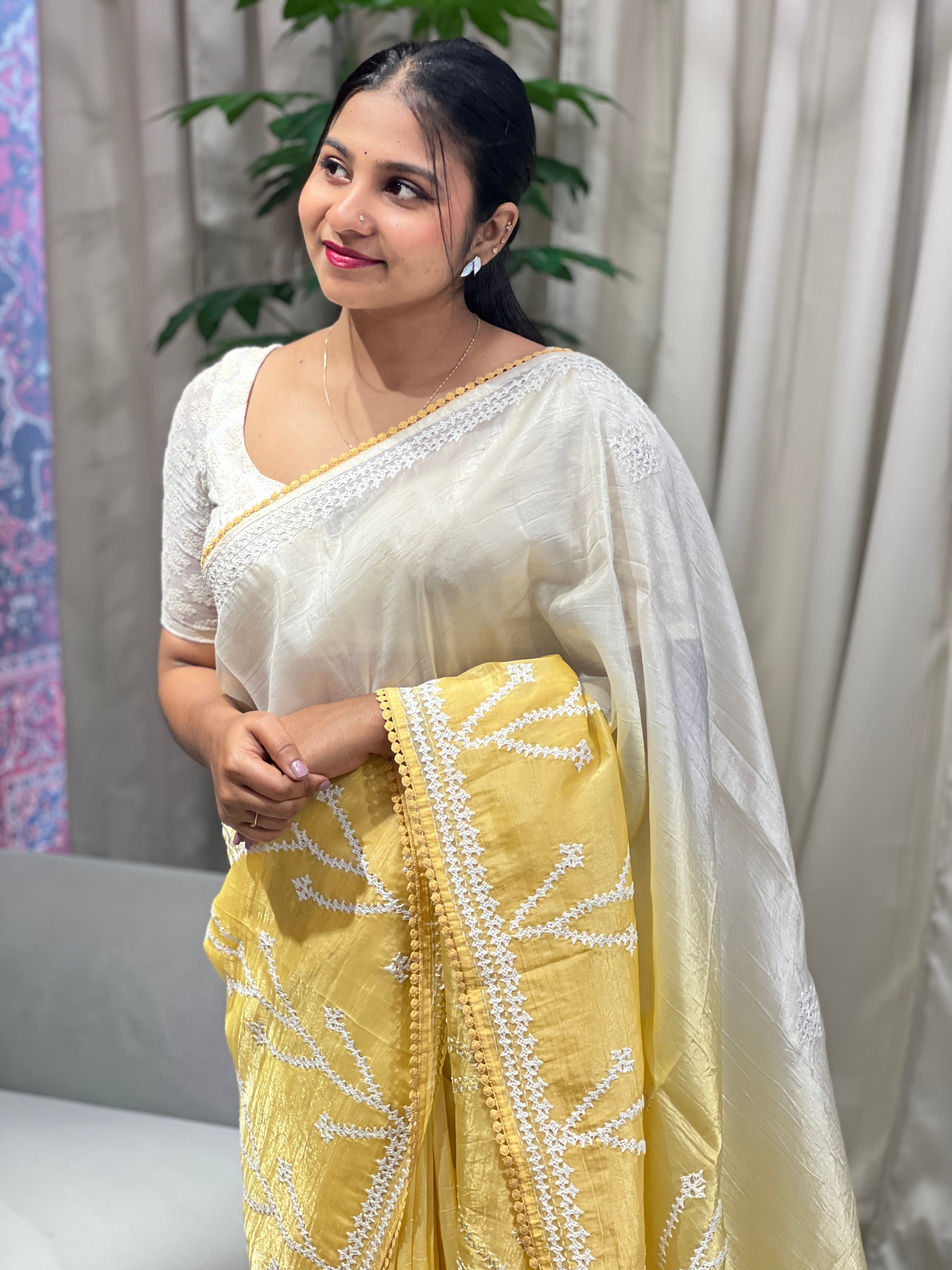 Kutch Work Detailed Organza Saree | BLD1966