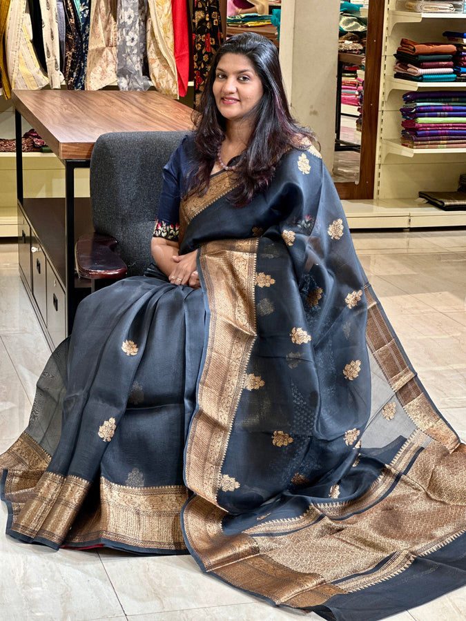 Banarasi Weaved Border Silk Organza Saree  | JCL659