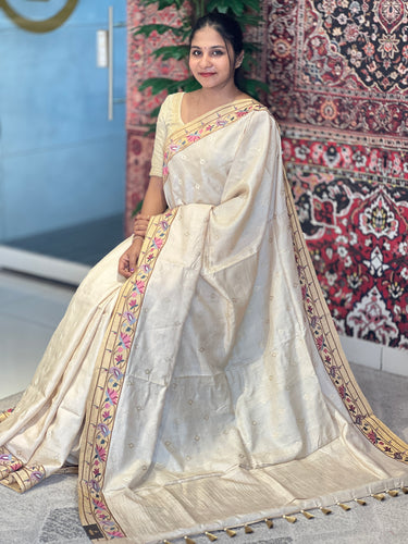 Embroidery With Zari Detailed Pure Tussar Saree | RGD703