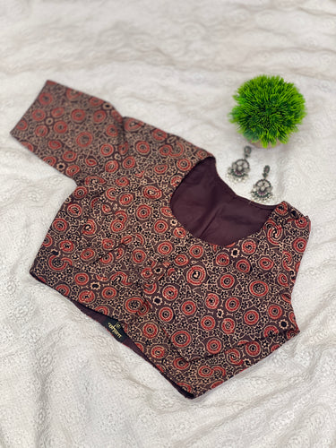 Ajrak Printed Cotton Stitched Blouse | DNB110