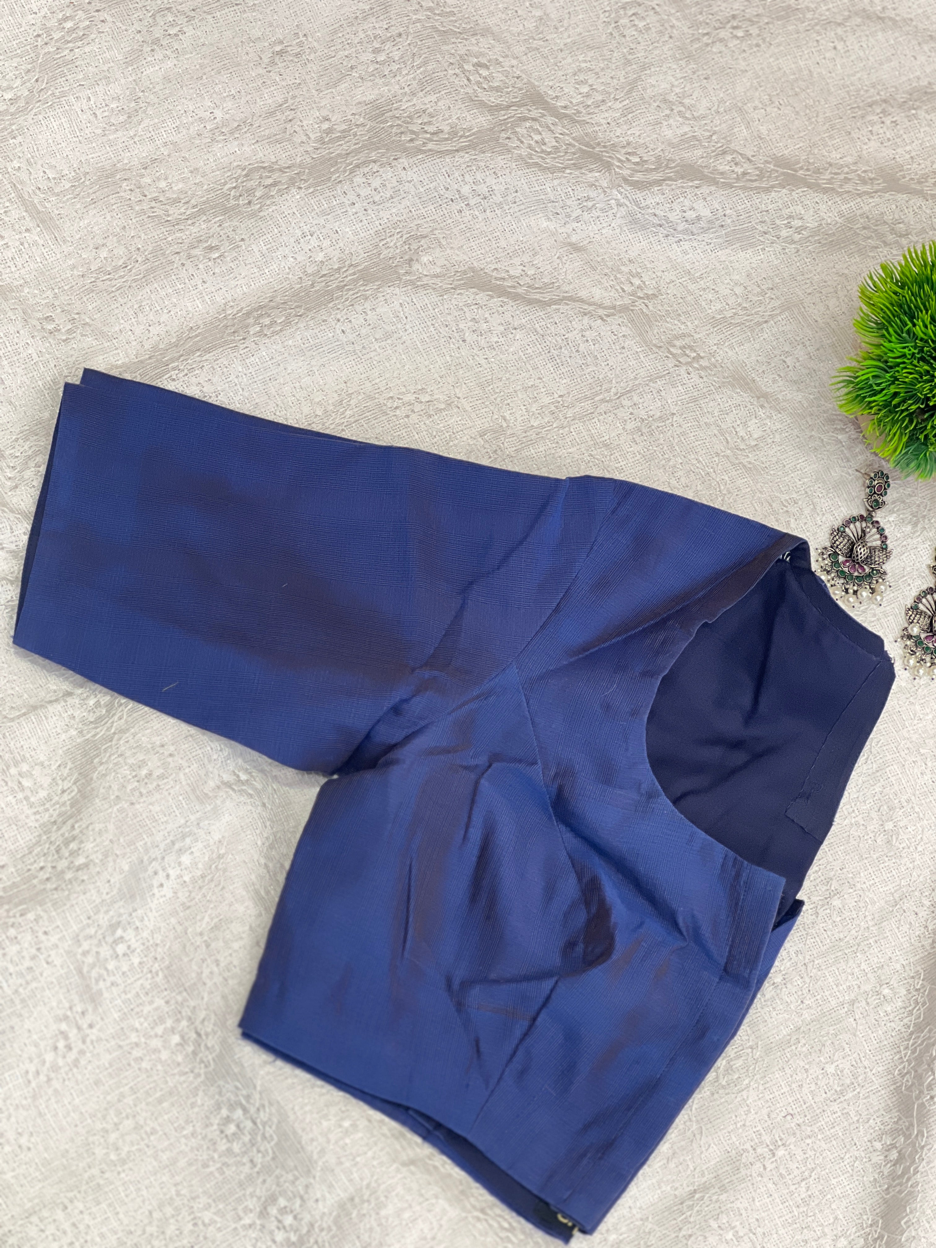 Solid Patterned Semi Silk Stitched Blouse | DNB117