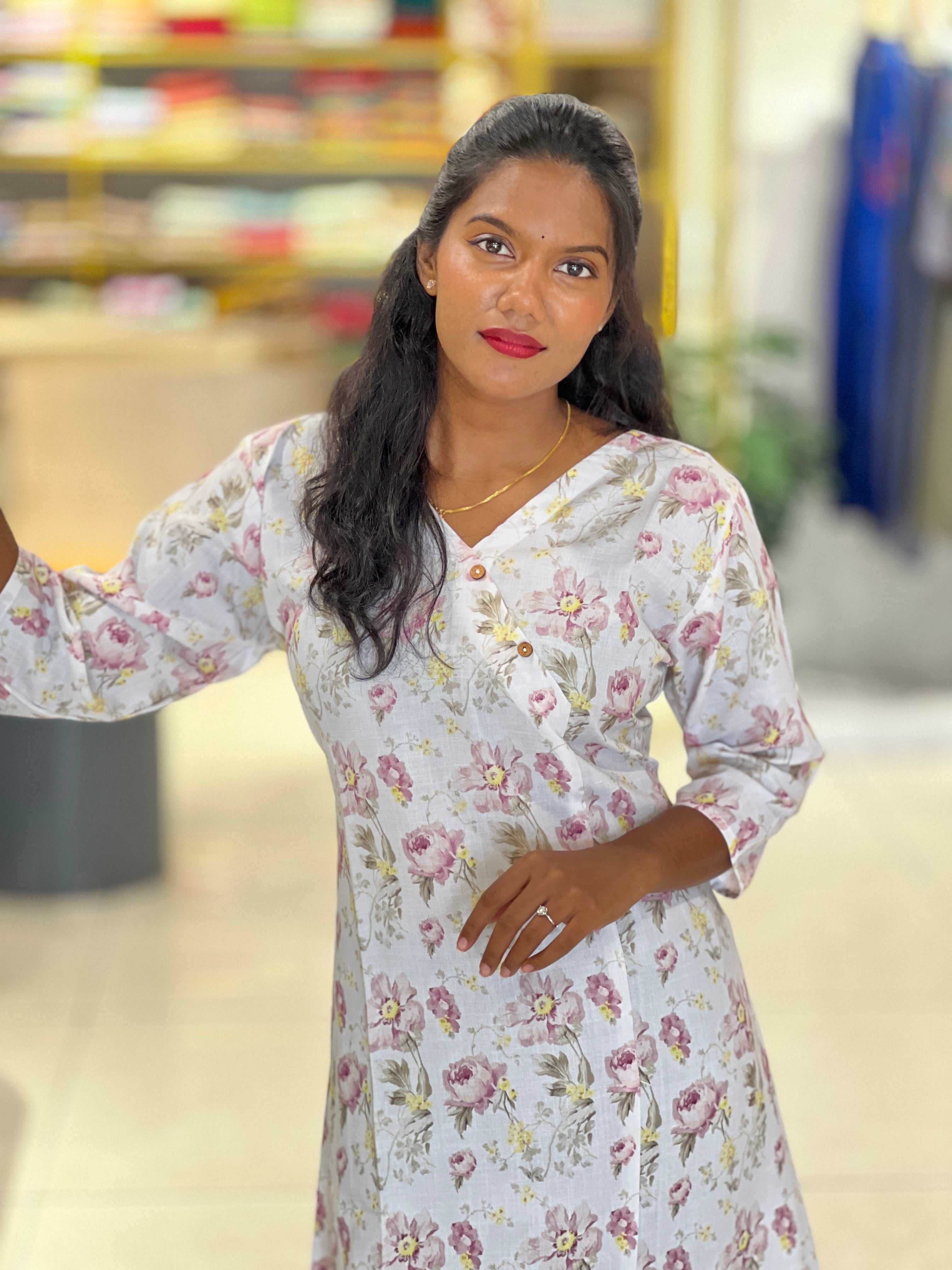 Floral Printed Cotton Kurta | RMLA310