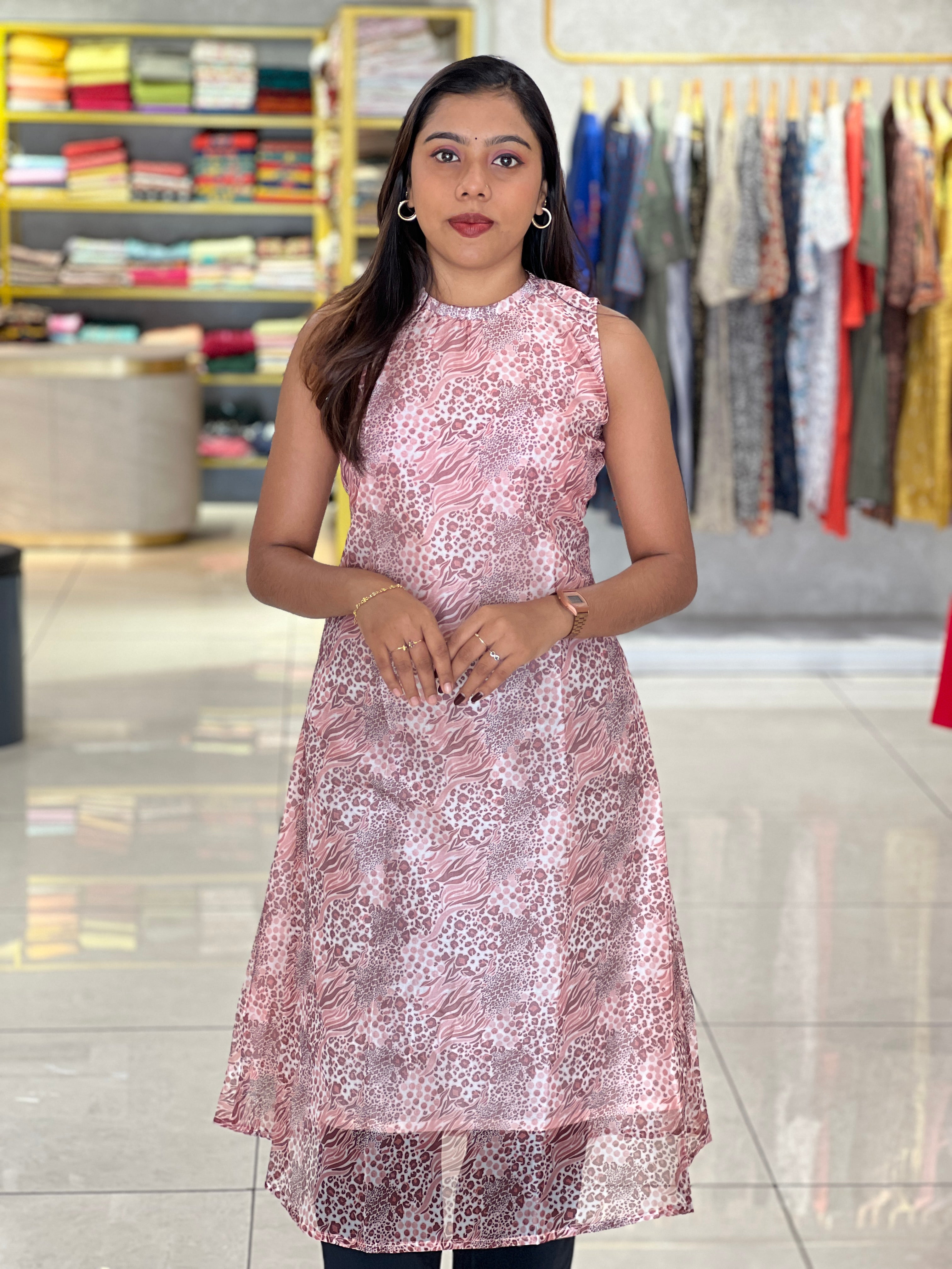 Animal Printed Organza Kurta | RMLA317