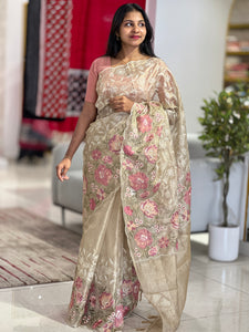 Floral Embroidered Tissue Kota Saree | SHC163