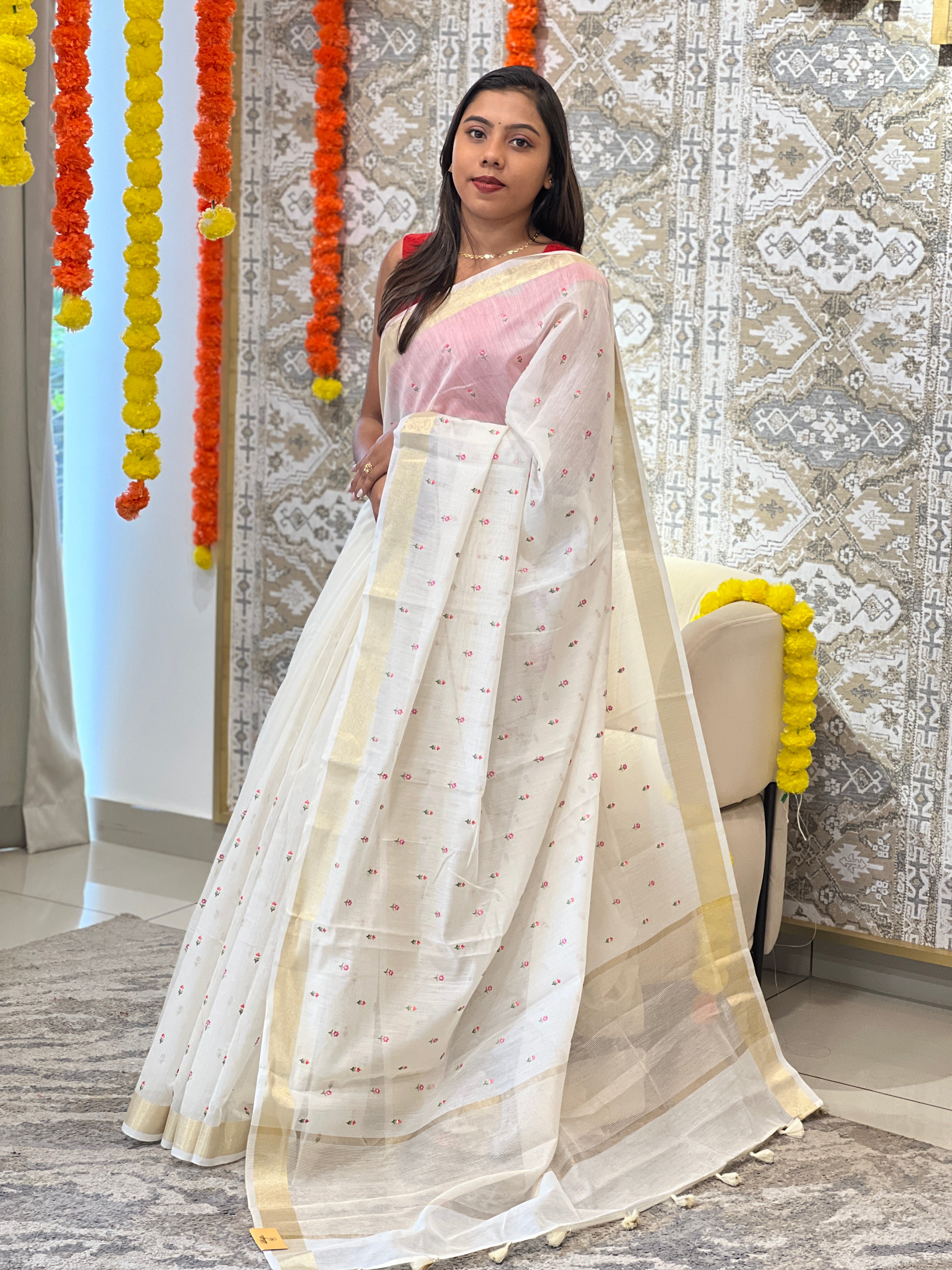 Embroidered Silk Chanderi Saree | MR513