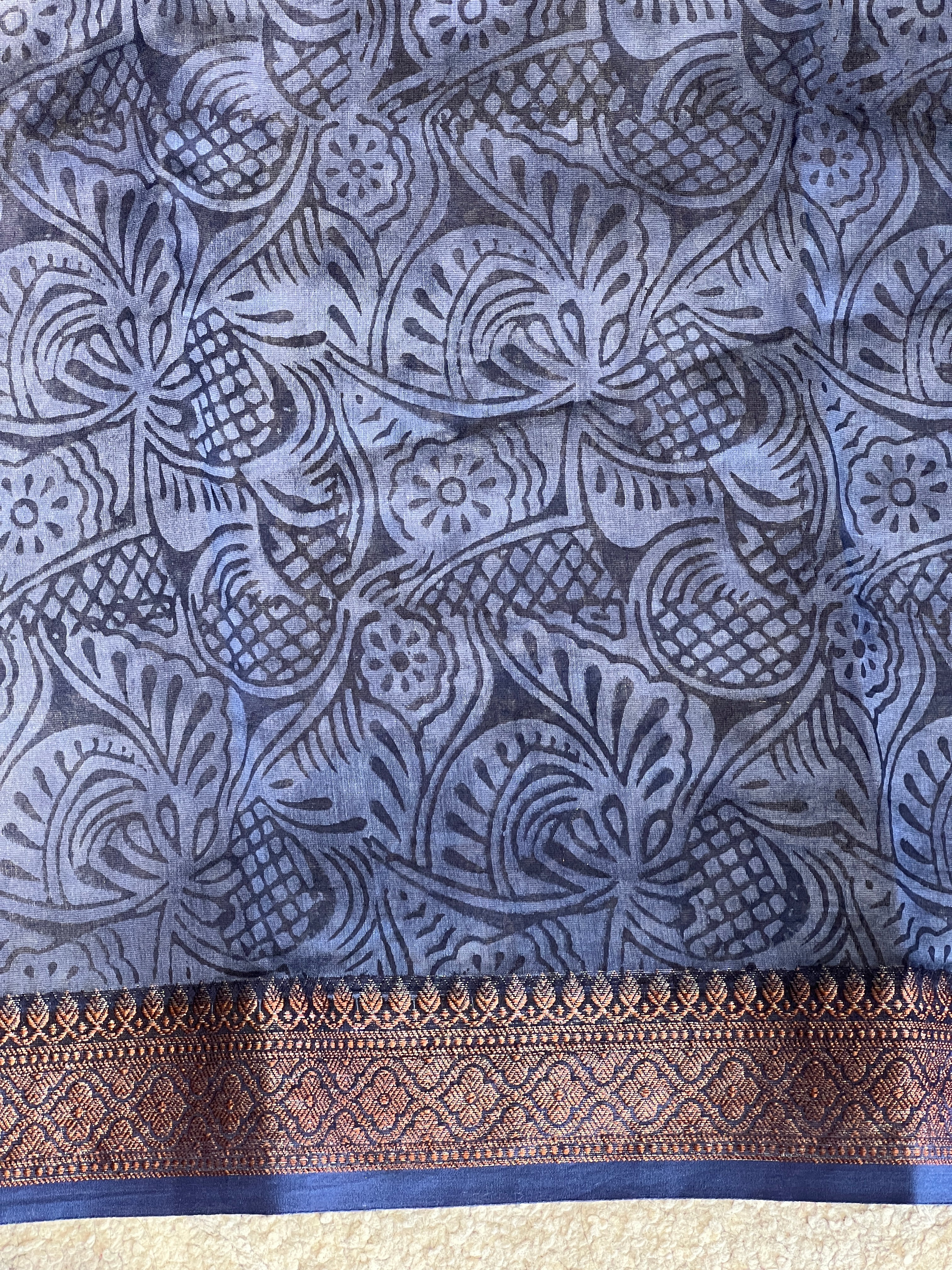 Print With Banarasi Border Detailed Chanderi Saree | SMC161