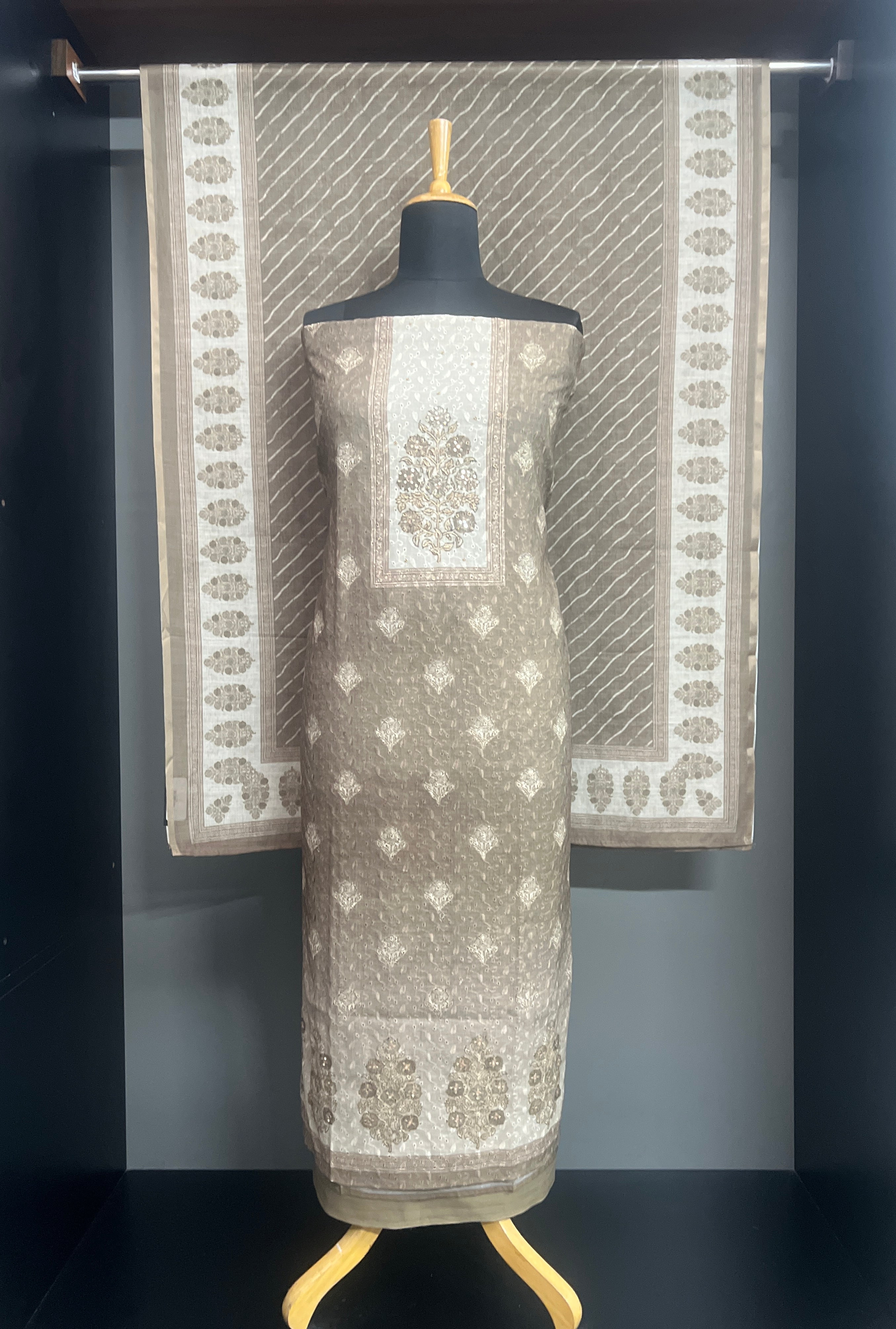 Floral Printed Pattern Semi Tussar Salwar Set | MF217