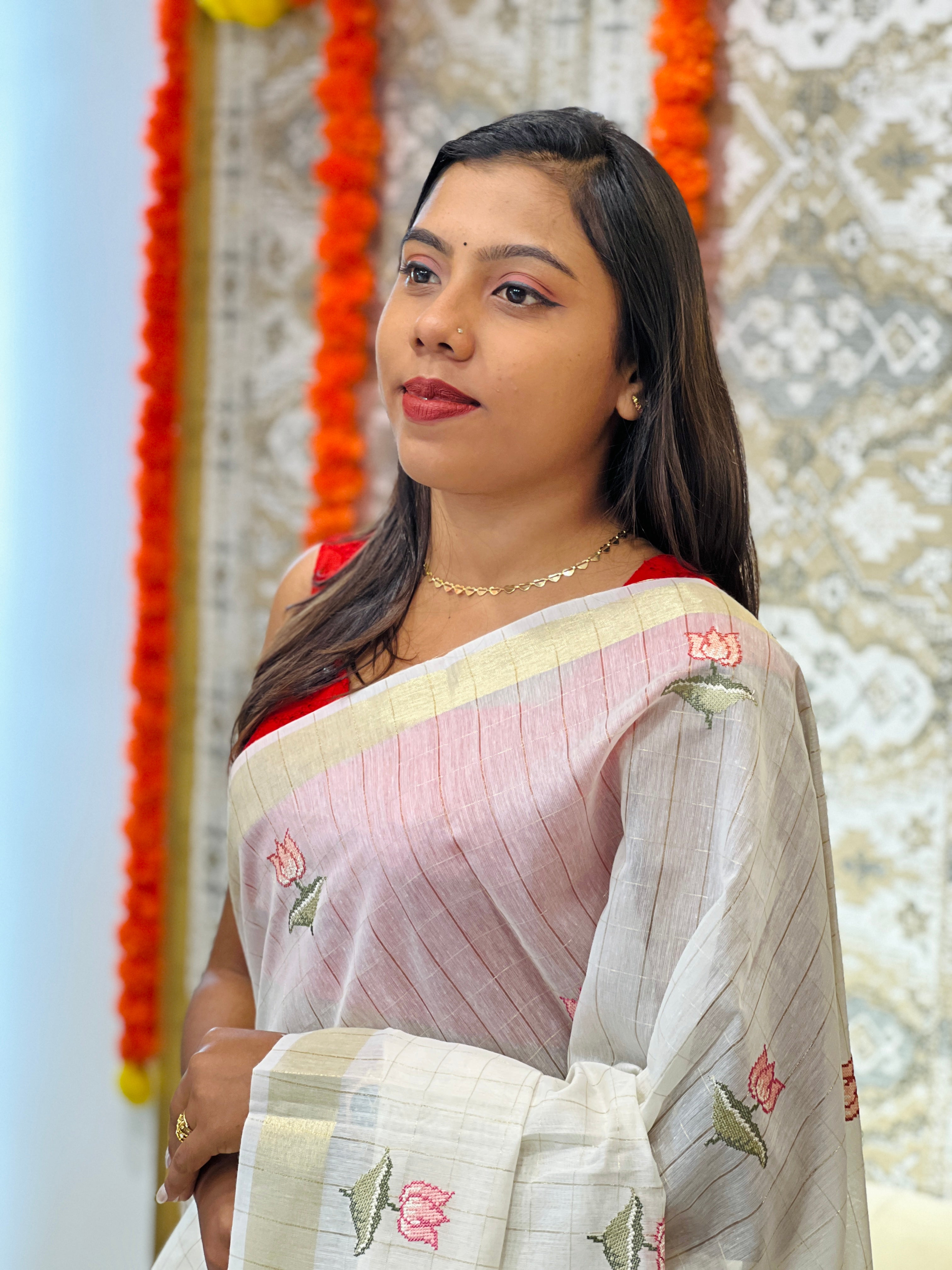 Check Weaving Chanderi Saree | MR507