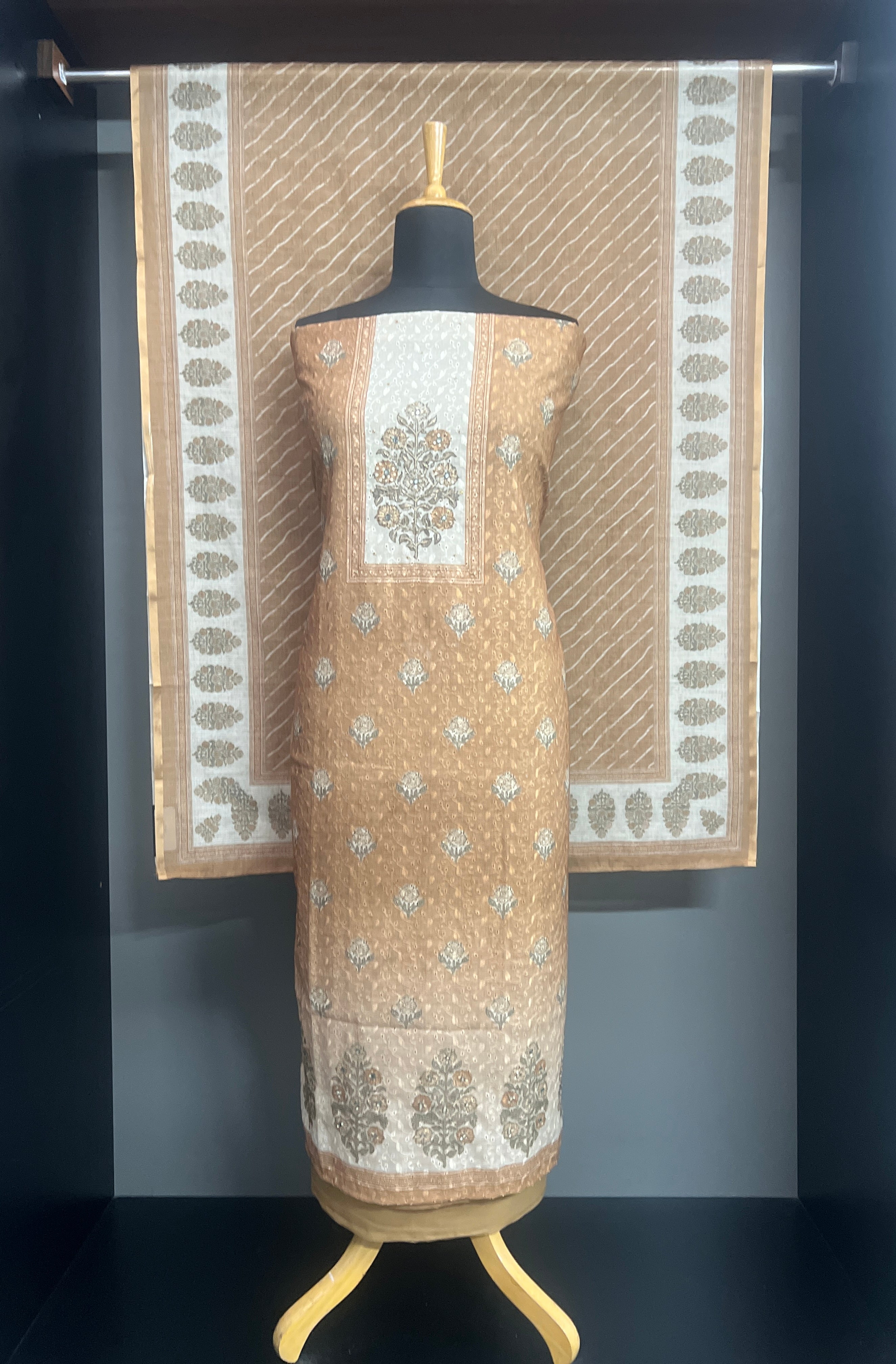 Floral Printed Pattern Semi Tussar Salwar Set | MF219