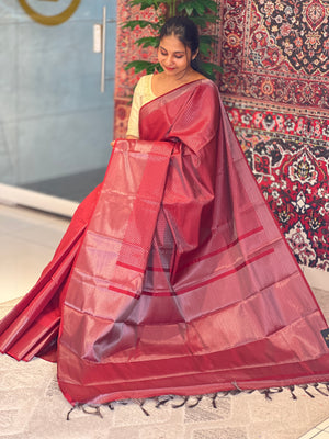 Traditional Brocade Silver&Thread Weaving Semi Silk Saree | KAC176