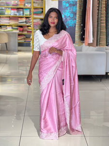 Point Embroidered Semi Tussar Saree | SUN533