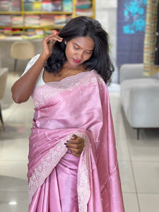 Point Embroidered Semi Tussar Saree | SUN533