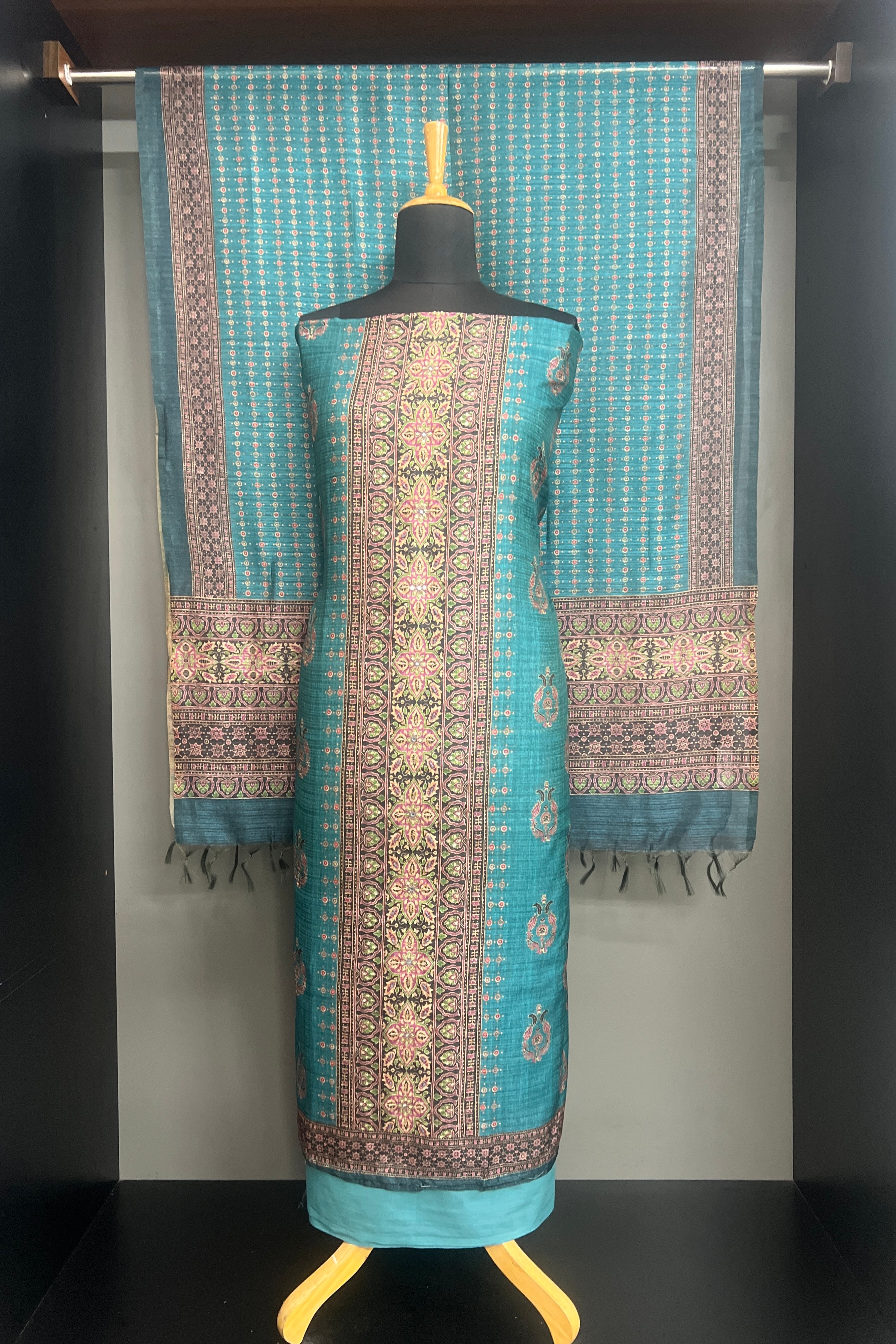 Digital Printed Pattern Semi Tussar Salwar Set | MF214