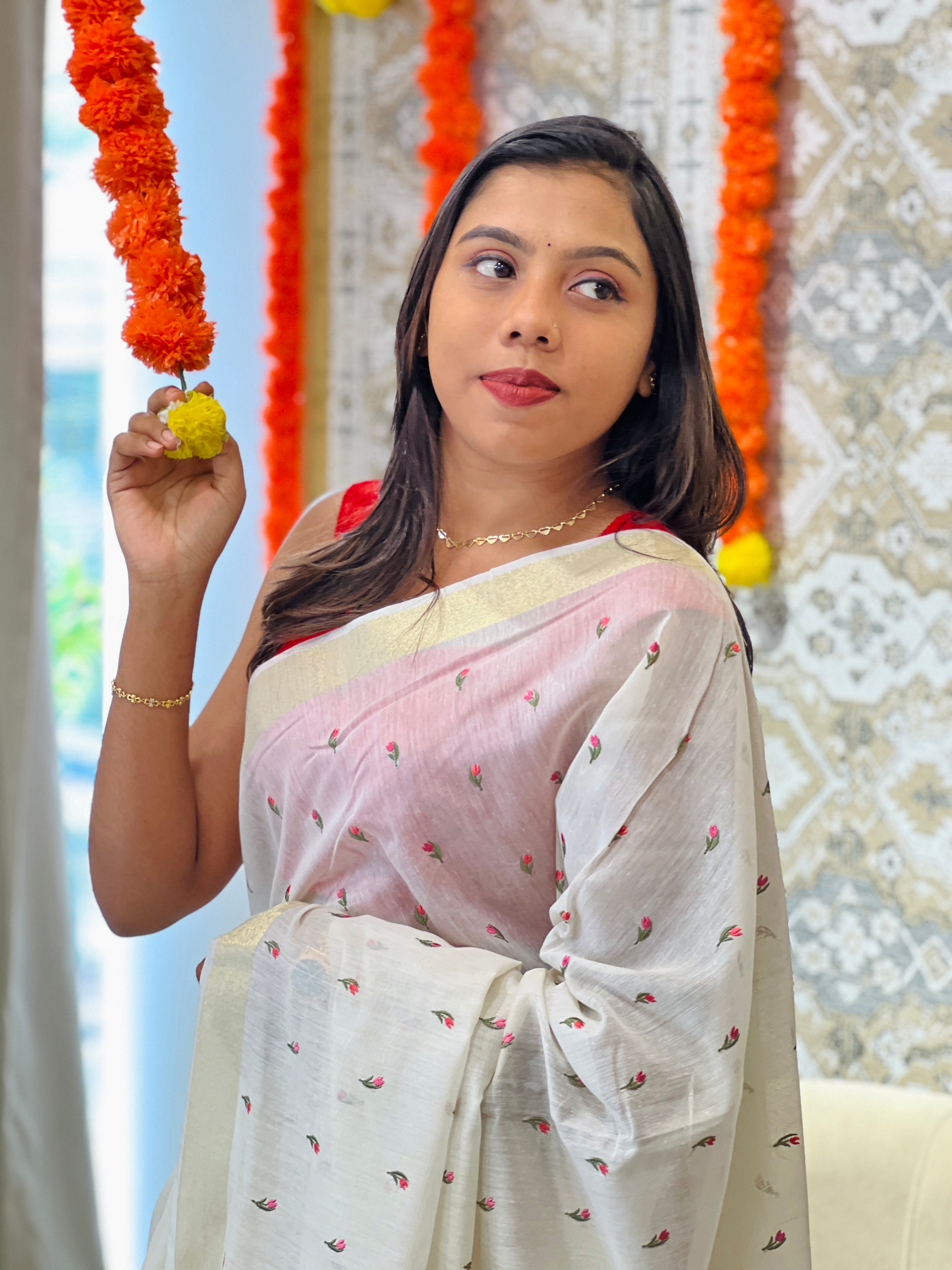 Silk Chanderi Banarasi Woven Kerala Saree | MR511