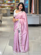 Floral Embroidered Semi Tussar Saree | SUN530