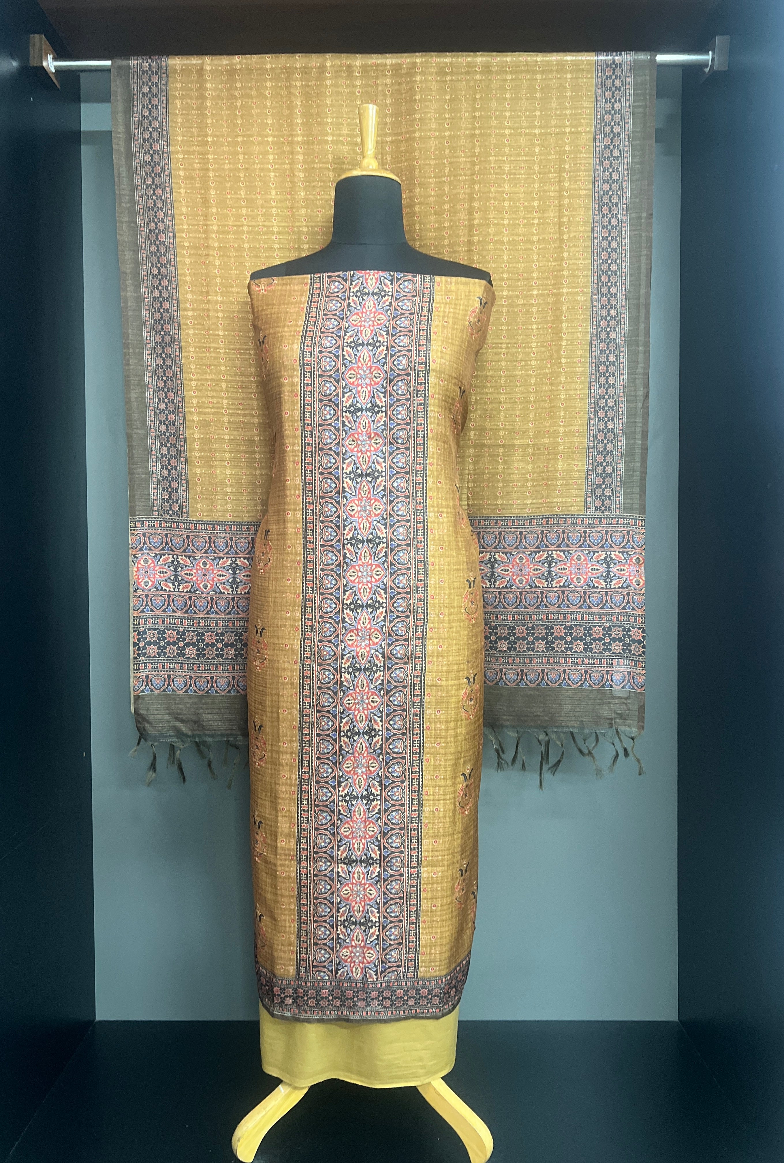 Digital Printed Pattern Semi Tussar Salwar Set | MF213