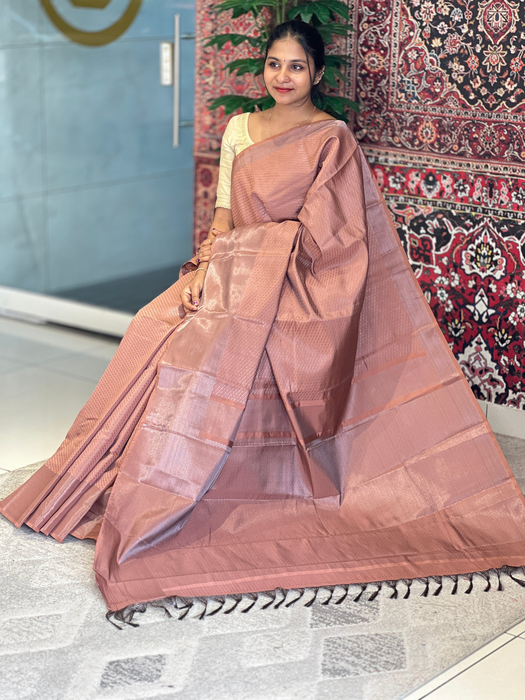 Traditional Brocade Silver&Thread Weaving Semi Silk Saree | KAC175