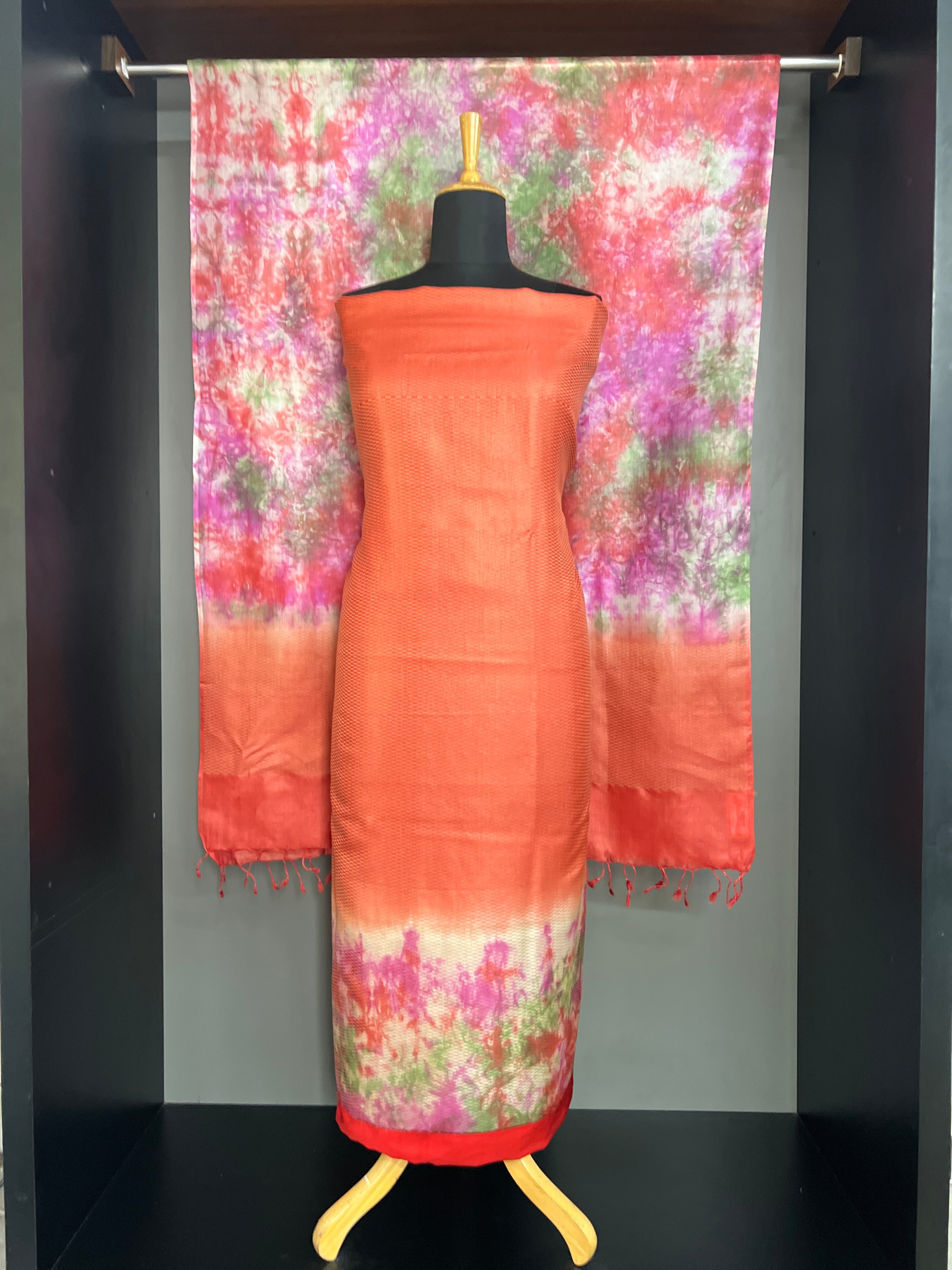 Tie & Dye Pattern Tussar Salwar Set | HS1461