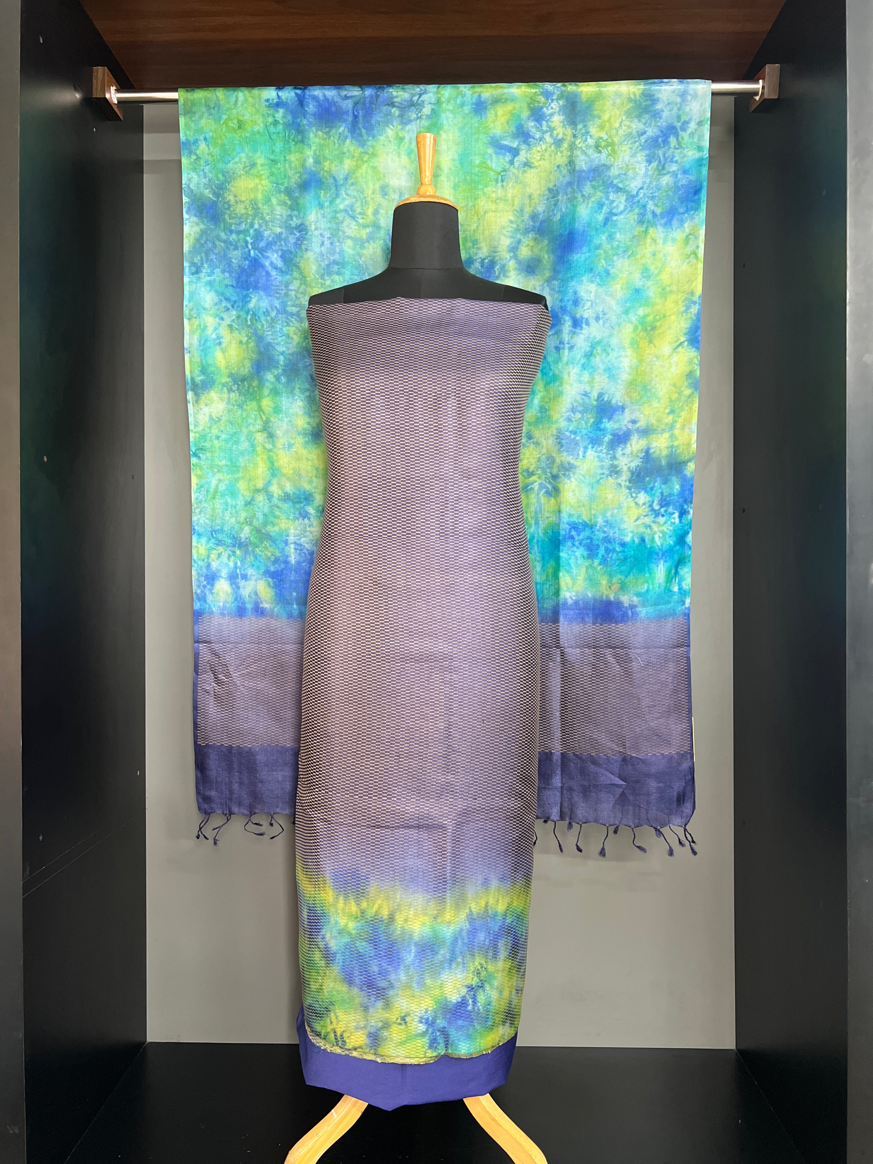 Tie & Dye Pattern Tussar Salwar Set | HS1462