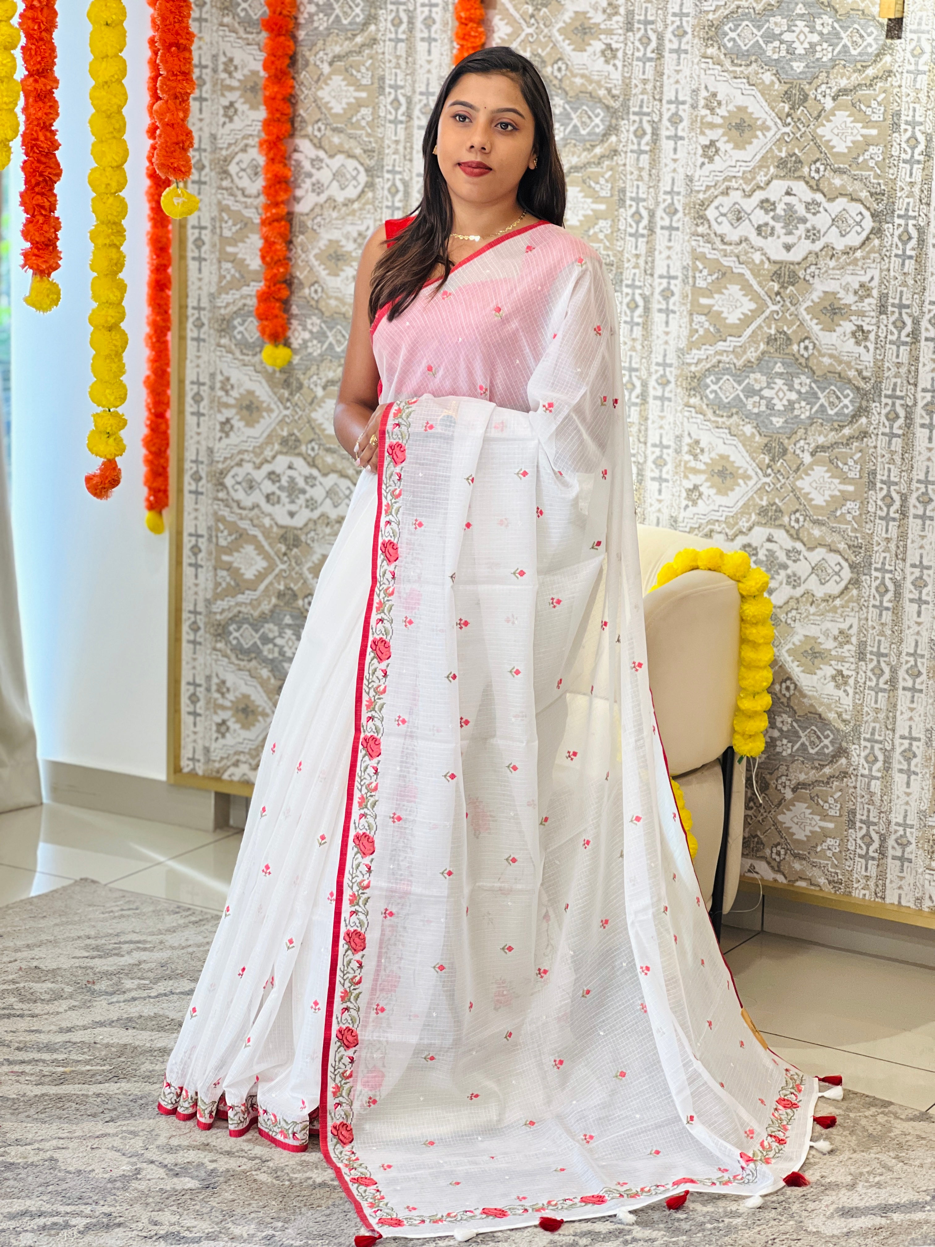 Cross Stitch Patterned Silky Kota Saree | MR504