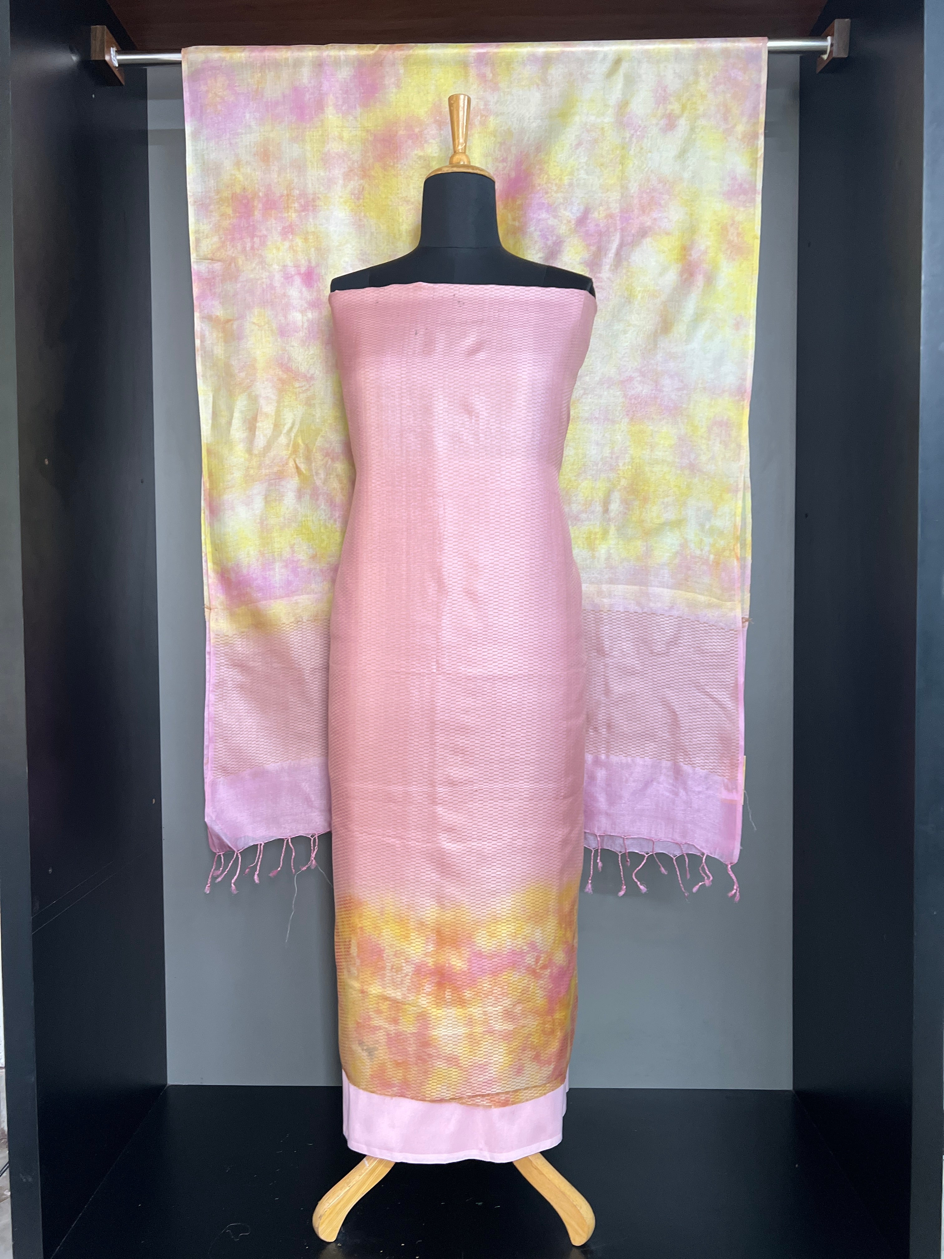Tie & Dye Pattern Tussar Salwar Set | HS1460