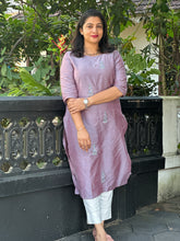 Potli Work With Embroidery Design Slub Silk Cotton Kurta|  RGA182