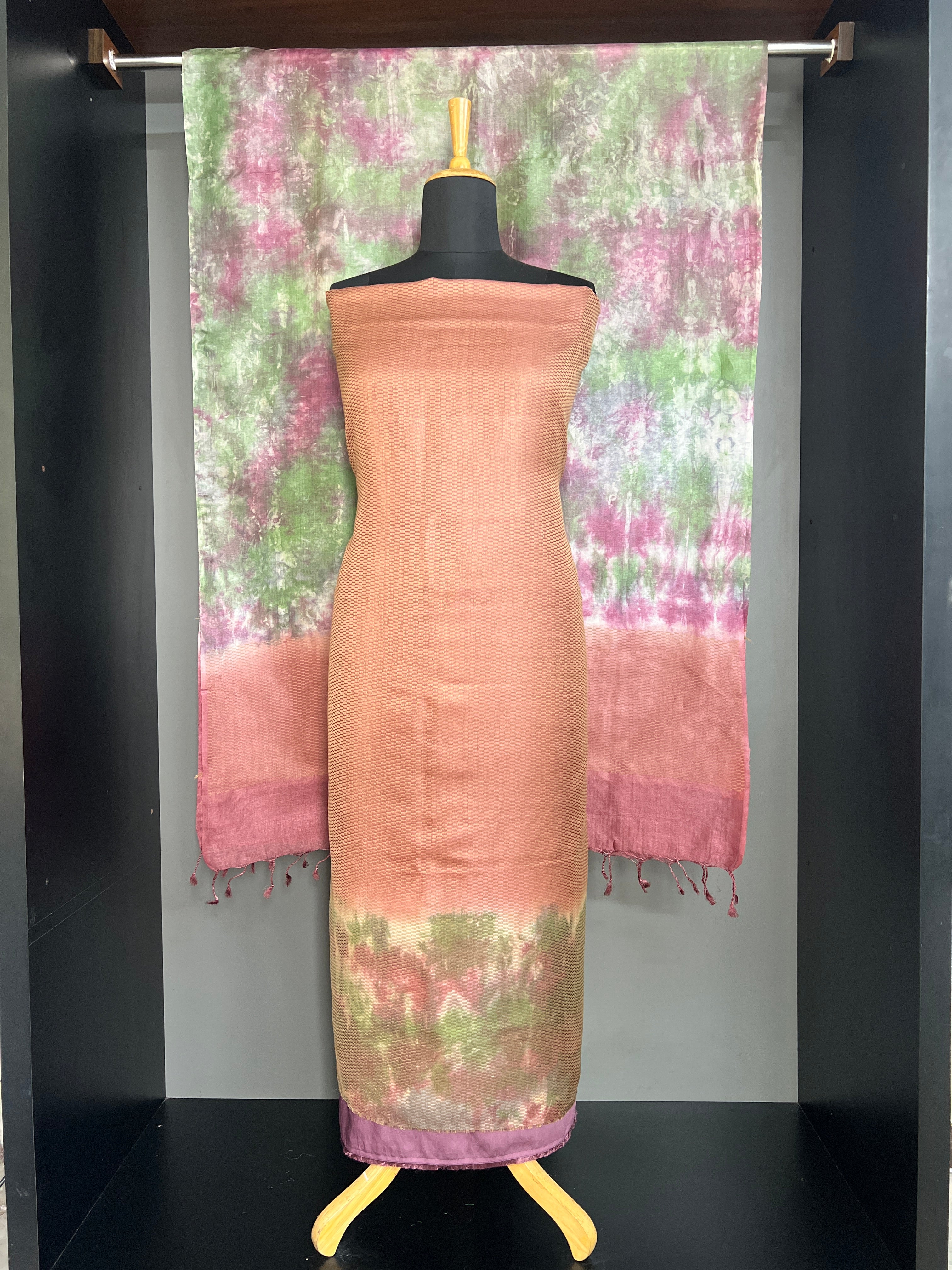Tie & Dye Pattern Tussar Salwar Set | HS1456