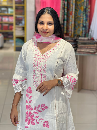 Floral Hand Painted Cotton Kurta Set | FW333