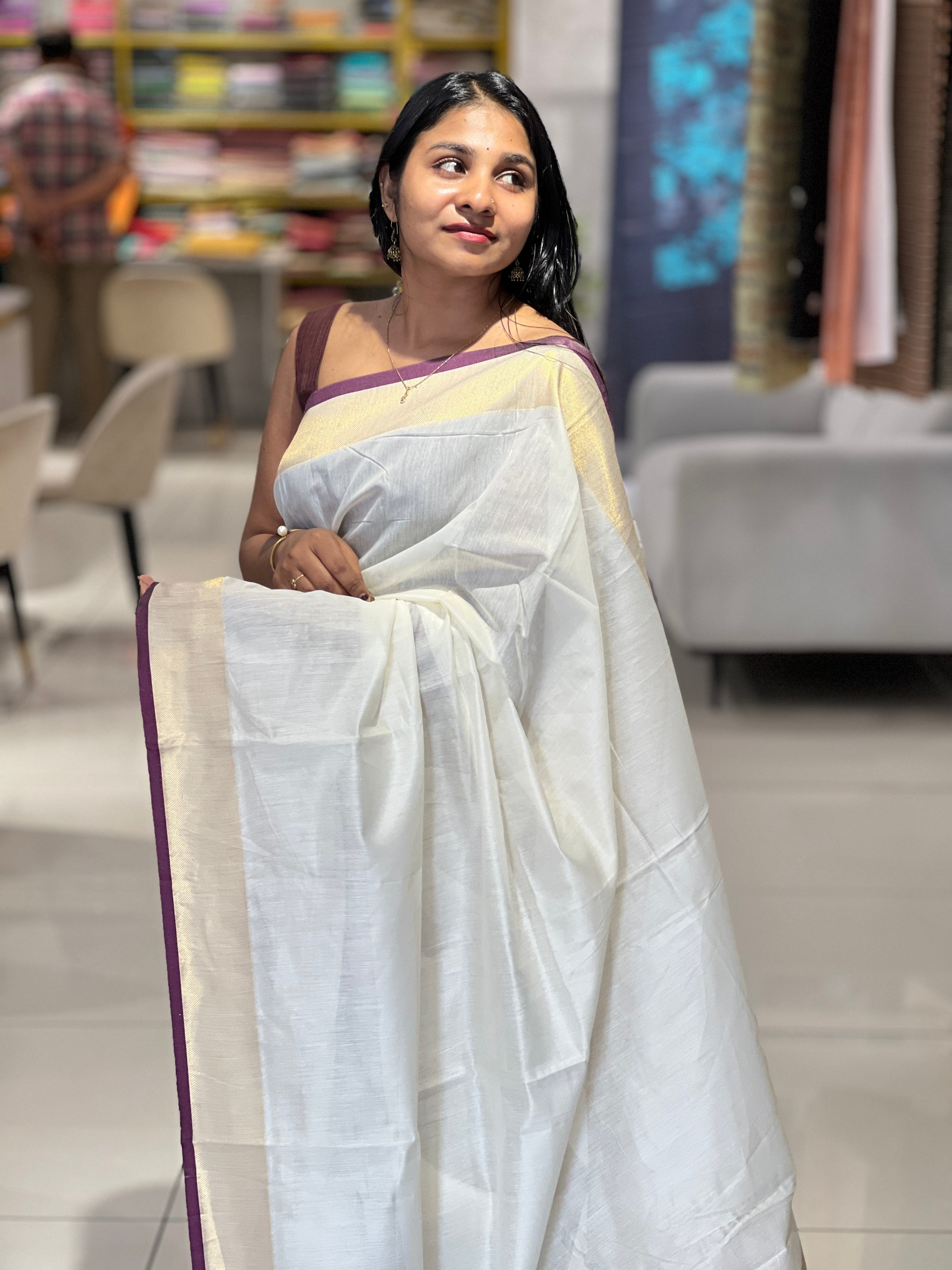 Kasavu With Kara Border Detailed  Kerala Cotton Saree | HT257