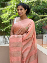 Power Loom Machine Embroidery Bhagalpuri Linen Finish Saree | RP315