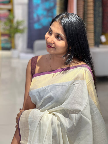 Kasavu With Kara Border Detailed  Kerala Cotton Saree | HT257