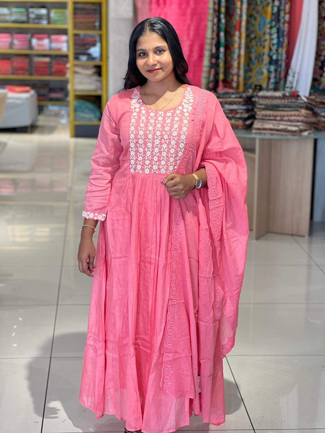 Machine Embroidered Cotton Kurta Set | FW329