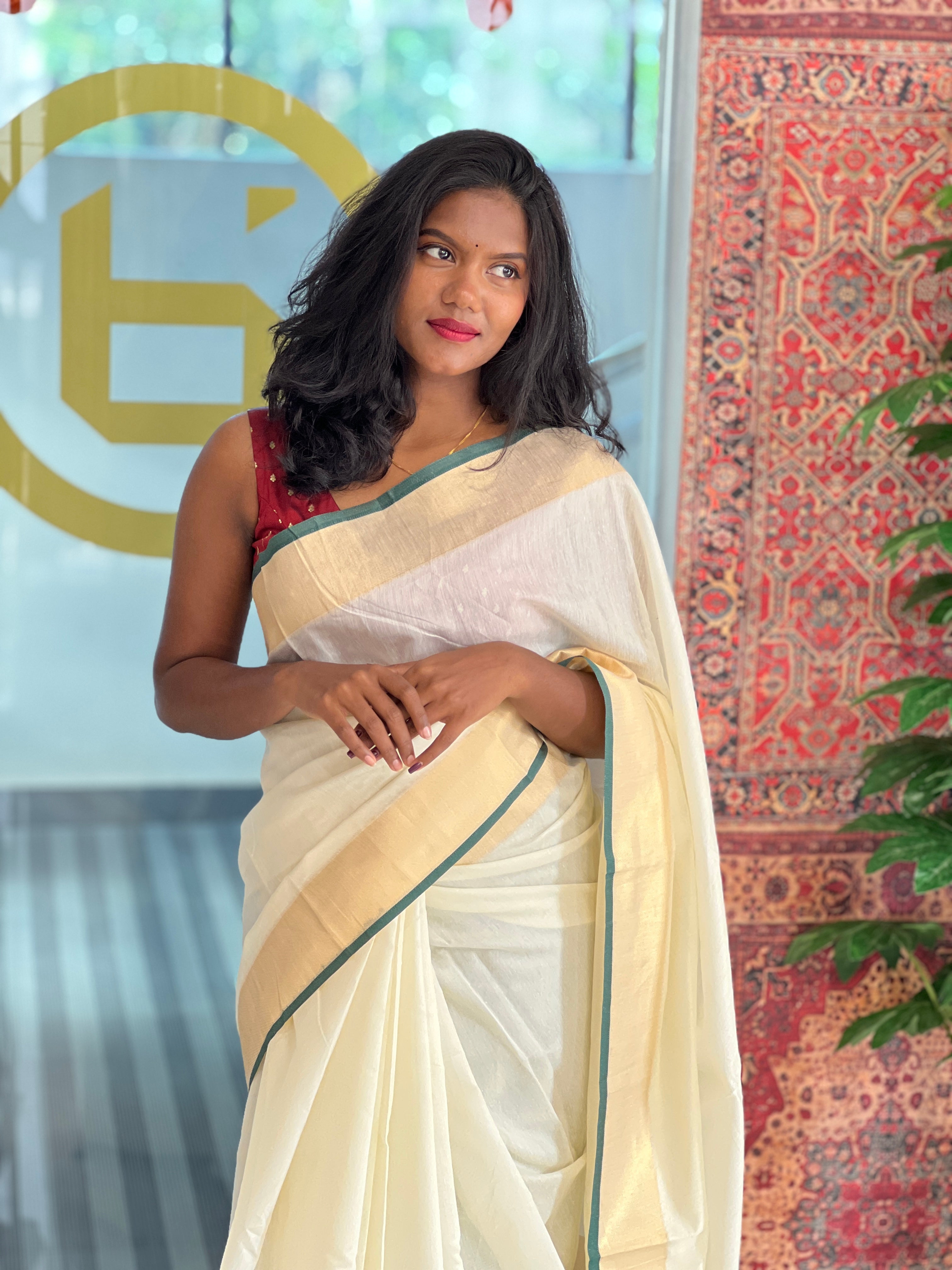 Kasavu With Kara Border Detailed  Kerala Cotton Saree | HT258