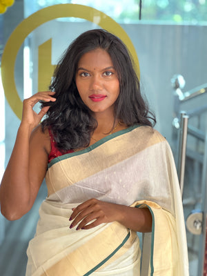 Kasavu With Kara Border Detailed  Kerala Cotton Saree | HT258