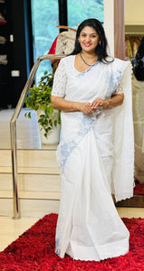 Twine Cutwork Floral Design Organdy Saree | TC388