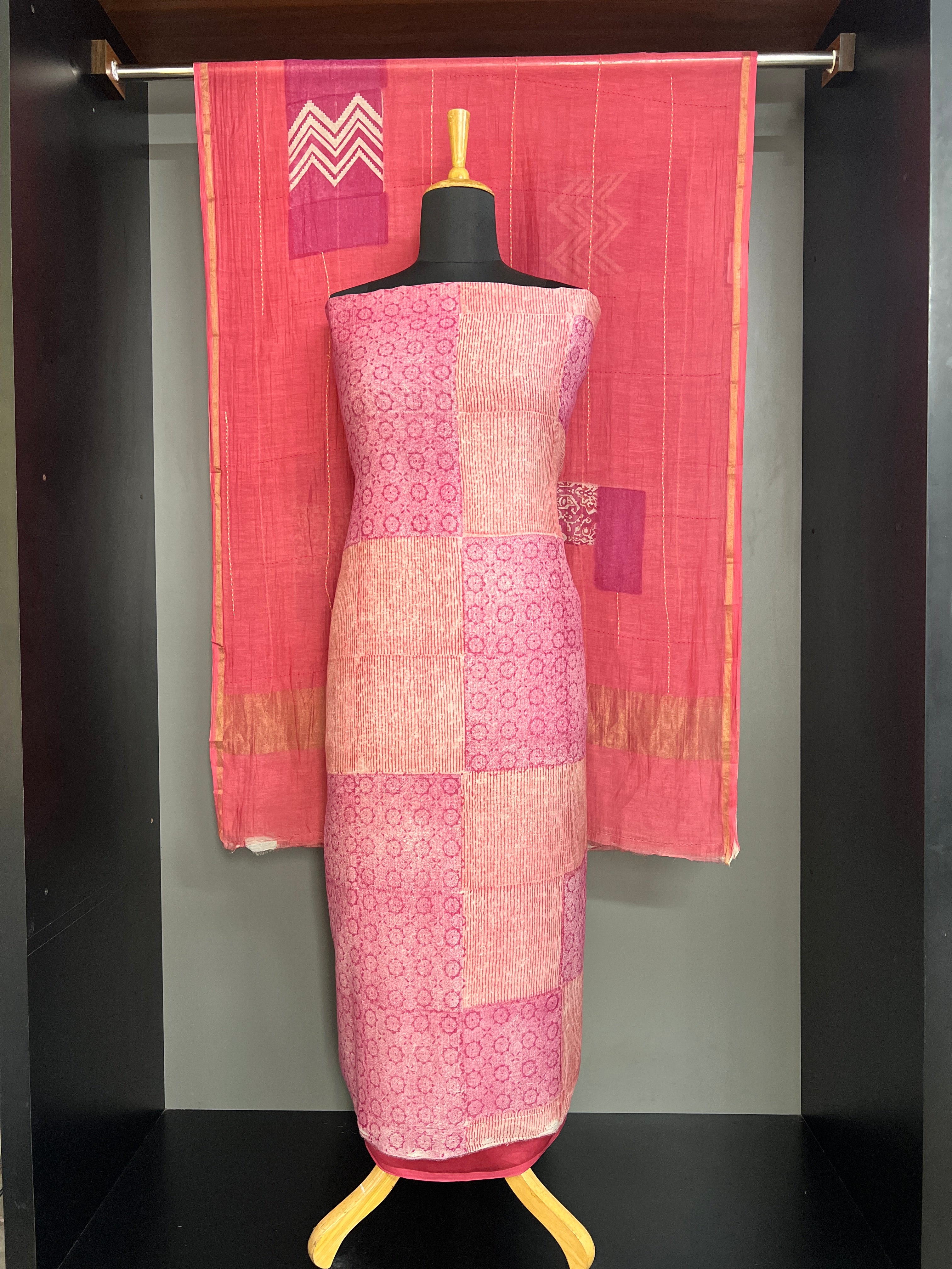 Abstract Pattern Chanderi Salwar Set  | YNG1447