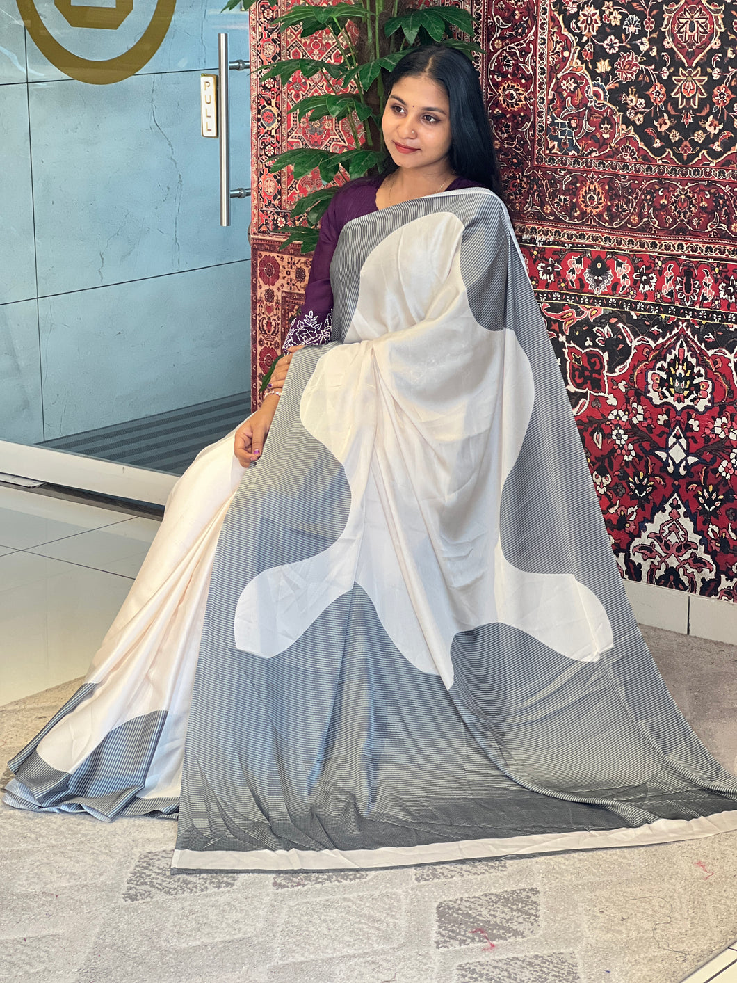 Digital Printed Crepe Silk Saree | SSN189