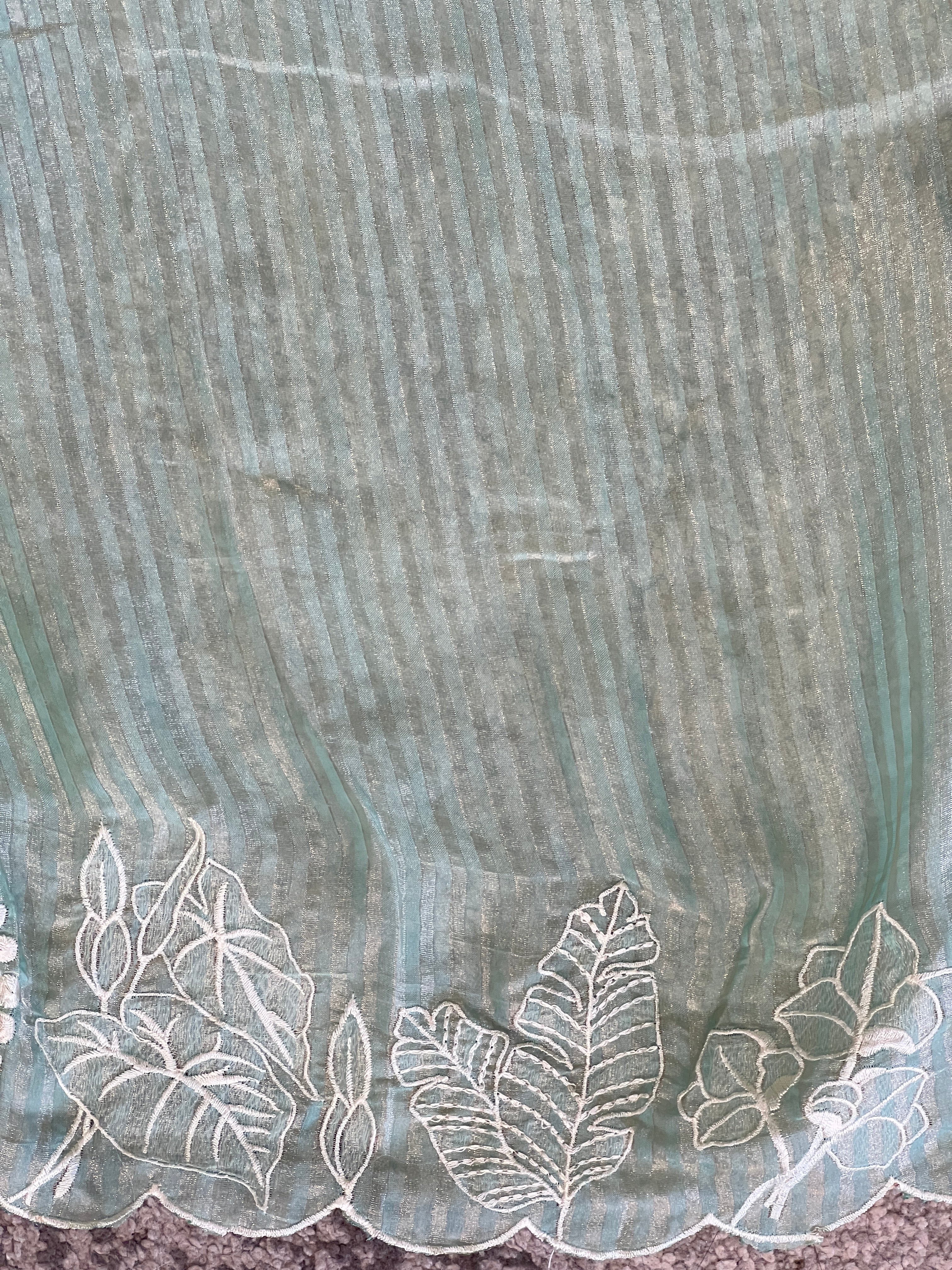 Applique Work Detailed Crushed Tissue Organza Saree | BLD1906