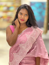 Embroidery Detailed Semi Tussar Saree | SUN558
