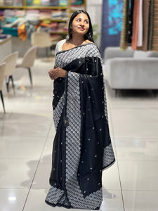 Machine Embroidered Semi Tussar Saree | SUN588