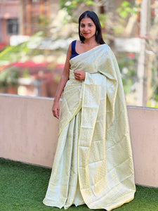 Silver Zari Weaving Semi Silk Saree | KF154