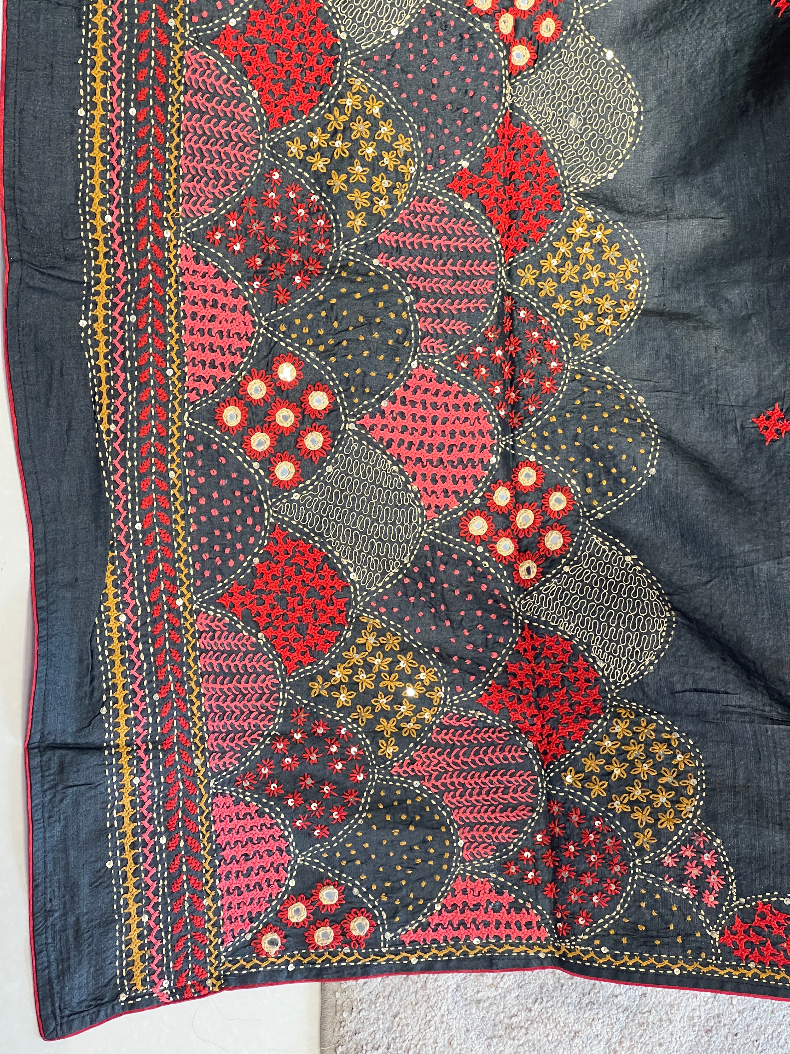 Hand Embroidery & Kutch Work Detailed Pure Tussar Saree | RGD733