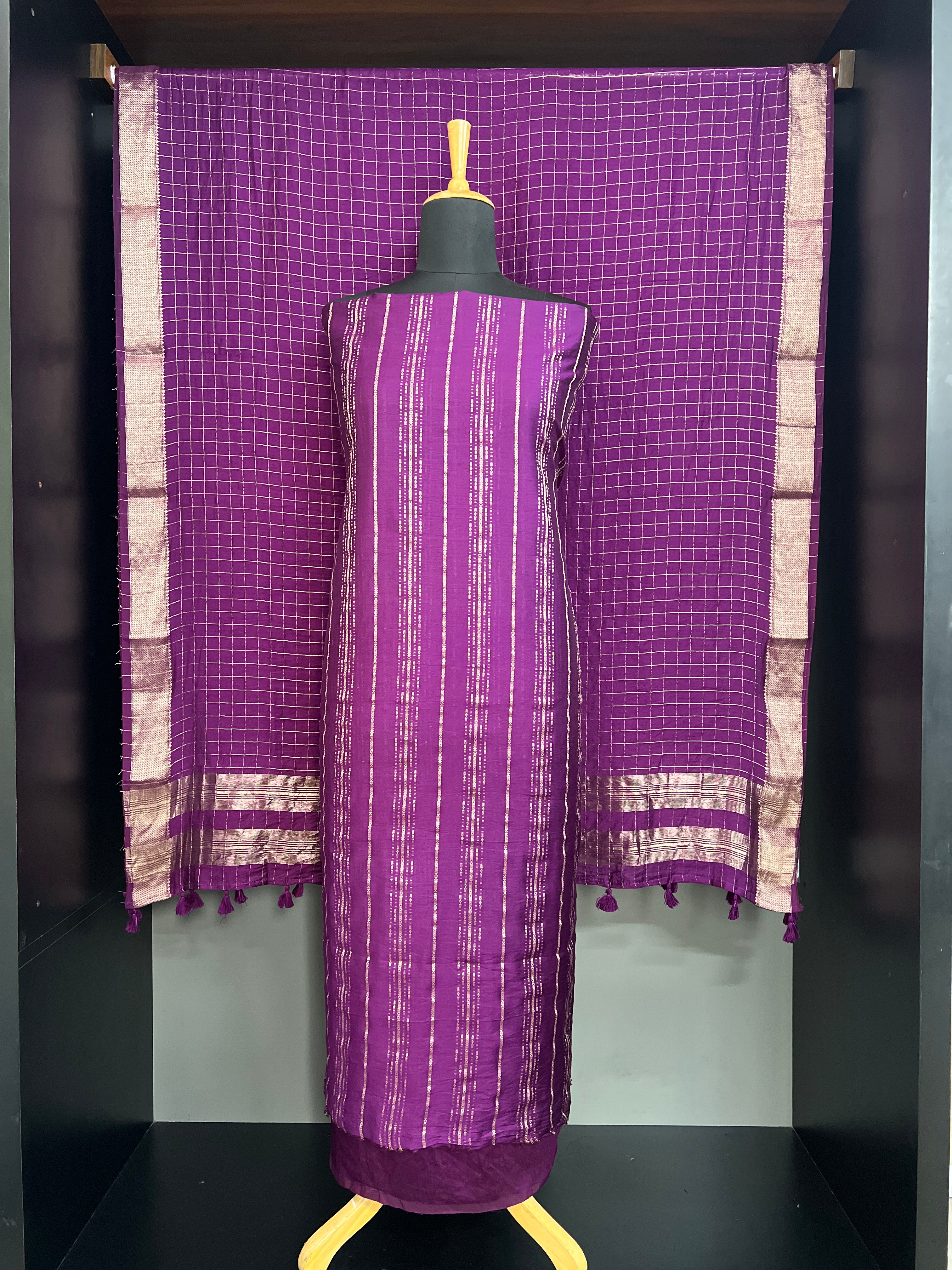 Line Woven Pattern Chanderi Salwar Set  | YNG1439